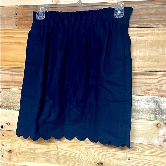 J. by J. Crew size 00 Blue Mini Linen/Cotton Scalloped Hem Skirt with pockets - Picture 1 of 9